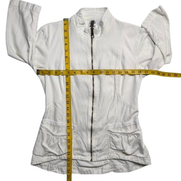 White XCVI Womens Lightweight Jacket Size S Zipper Closure 3/4 Sleeves Pocket De - Picture 8 of 8